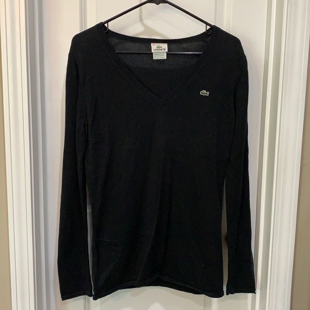 Lacoste Black V-Neck Sweater